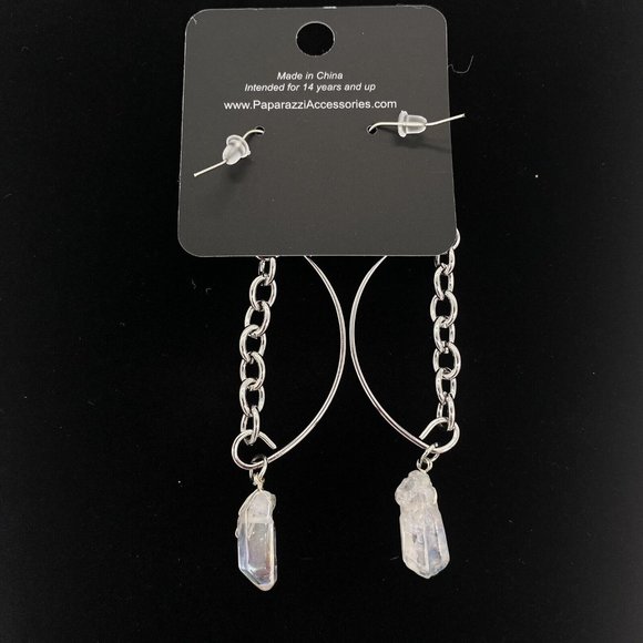 Paparazzi Fashion Jewelry Yin To My Yang White Hook Earrings - Picture 3 of 3